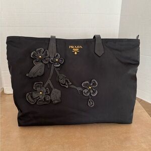 Prada Nylon Tote With Flowers